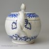 Pearlware pottery teapot decorated in blue under the glaze, circa 1780