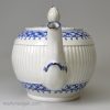 Pearlware pottery teapot decorated in blue under the glaze, circa 1780