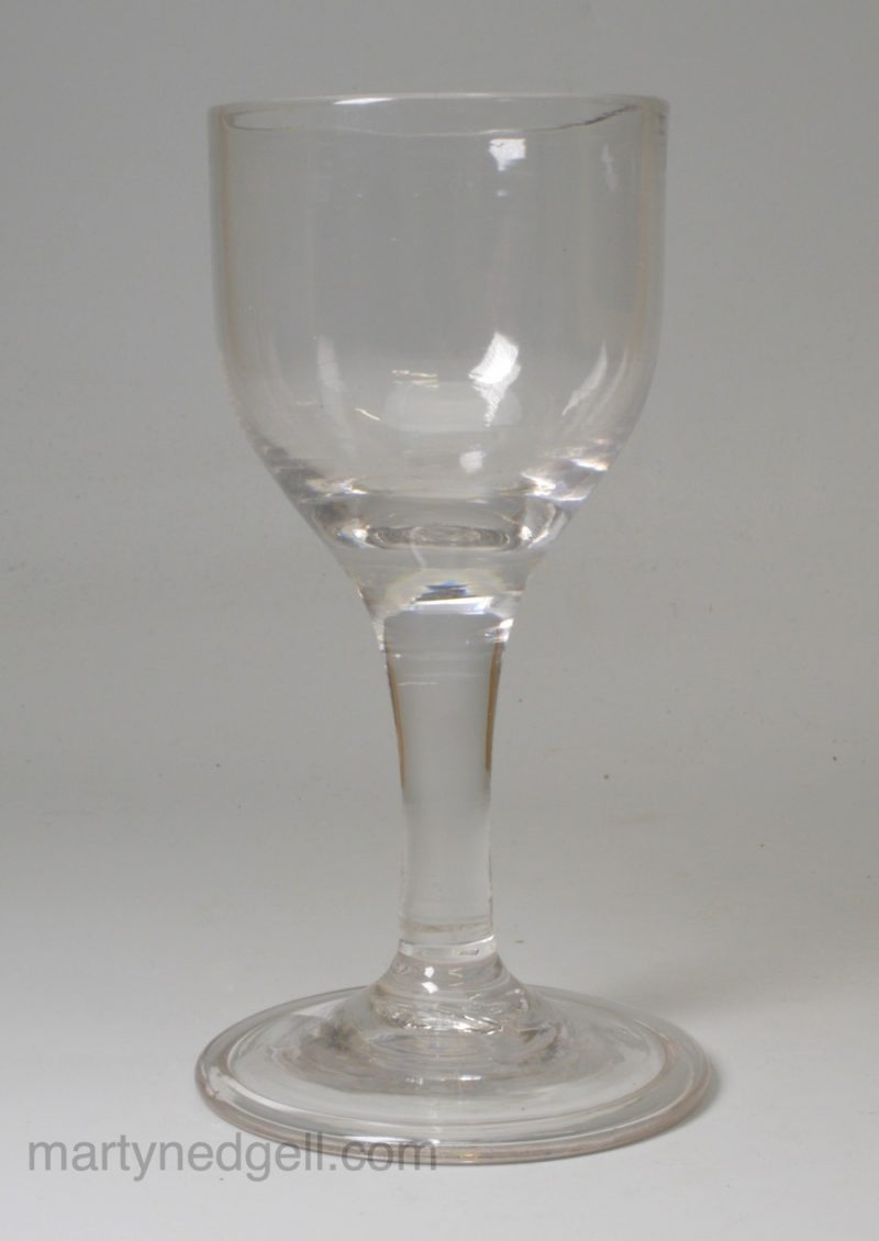 English wine glass with a moulded foot and pontil, circa 1780