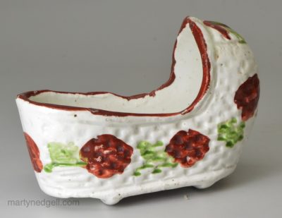 Pearlware pottery toy cradle, circa 1820