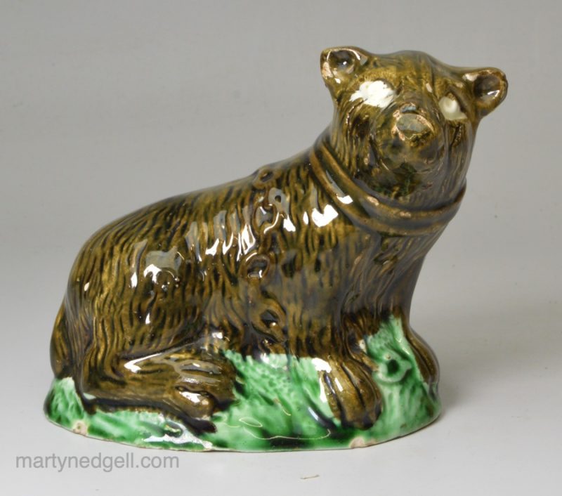 Creamware pottery bear decorated with oxides under the glaze, circa 1790