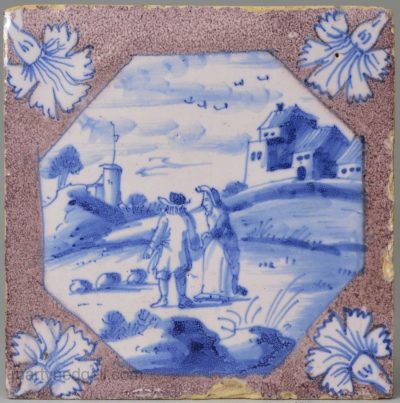 London delft tile, circa 1740