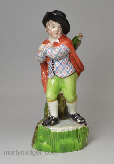 Staffordshire pearlware pottery figure of 'Winter', circa 1820