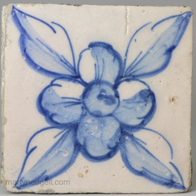 Tin glazed Portuguese tile, circa 1750