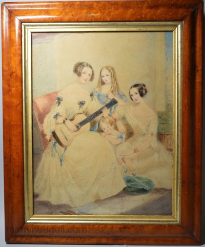 Watercolour of four sisters, circa 1840