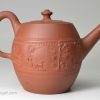 Staffordshire red stoneware teapot decorated with hunting sprigs, circa 1770