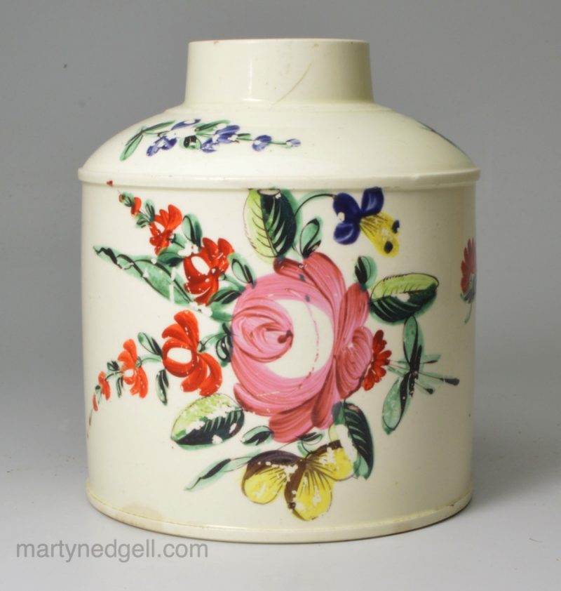 Creamware pottery tea canister, circa 1780