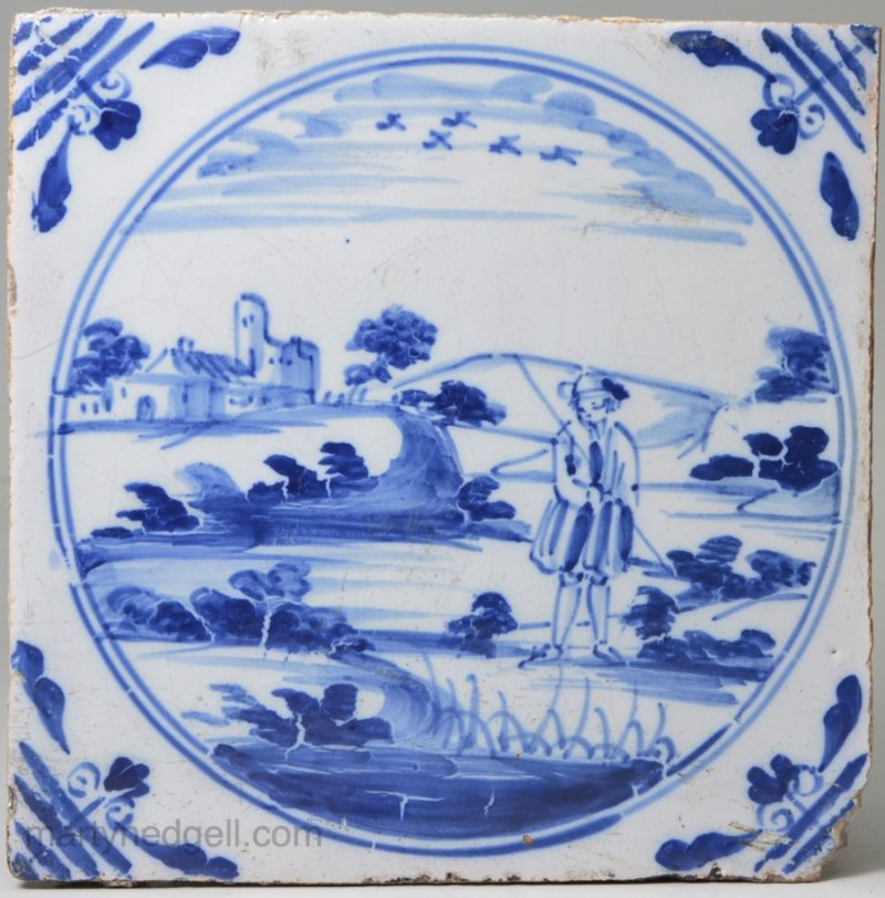 London delft tile, circa 1750