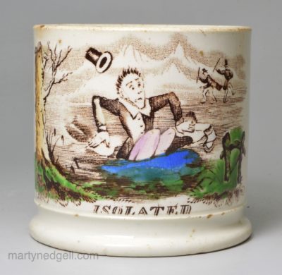 Pearlware pottery child's mug 'ISOLATED', circa 1840