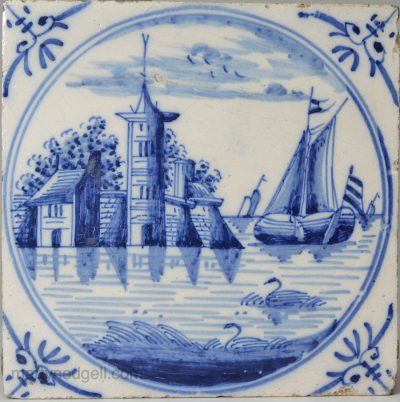 Dutch Delft tile, circa 1750