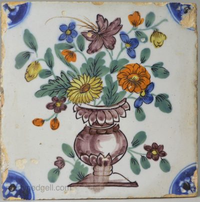 Liverpool delft polychrome tile, circa 1750