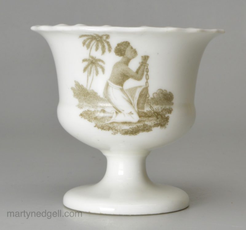 English porcelain egg cup printed with anti slavery design, circa 1830