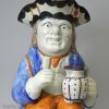 Yorkshire type prattware pottery Toby jug, circa 1820, probably Ferrybridge Pottery