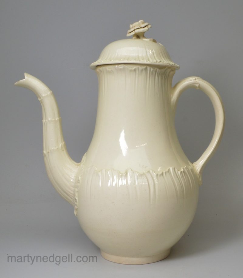 Creamware pottery coffee pot, circa 1780, possibly Leeds Pottery