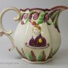 Pearlware pottery jug moulded with Princess Charlotte and Prince Leopold, circa 1815