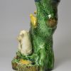 Pearlware pottery spill vase with a goat and birds, circa 1790