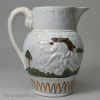 Prattware pottery jug moulded with the Duke of Cumberland and Hercules slaying the Hydra, circa 1800