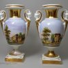 A pair of French porcelain hand painted vases, circa 1870