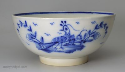 Pearlware pottery slop bowl painted in blue under the glaze, circa 1800