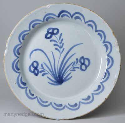 London delft pancake plate, circa 1740