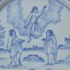 Liverpool Delft plate, circa 1760 painted in blue with a scene from the bible 'Ascension'