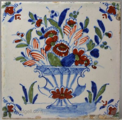 London delft polychrome tile, circa 1730