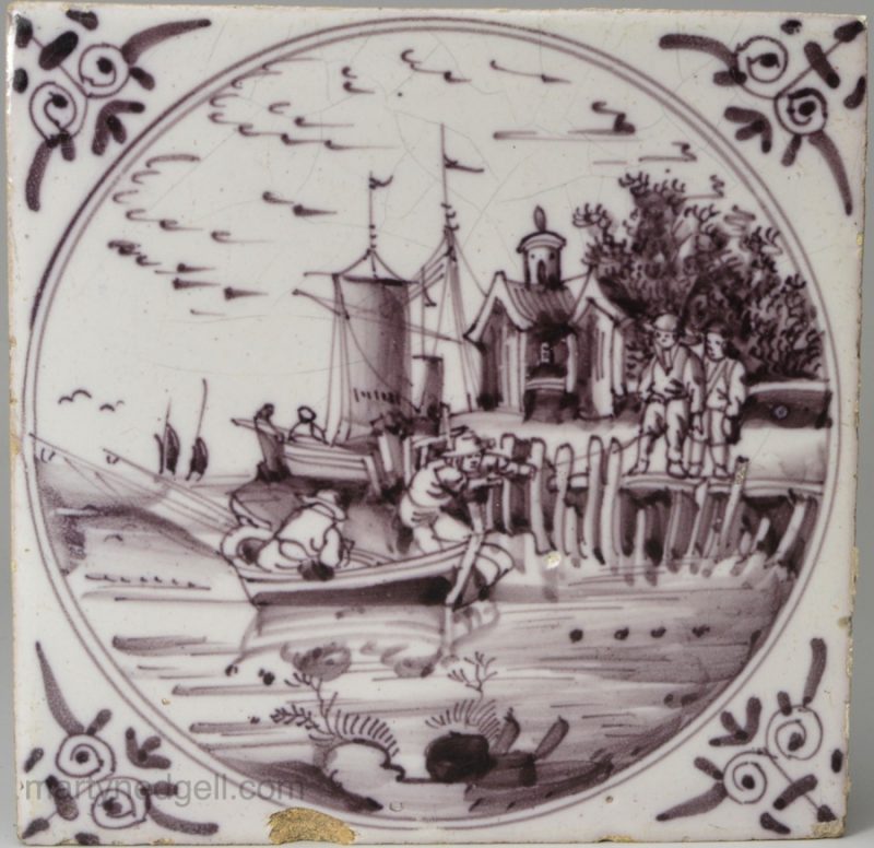 Dutch Delft tile, circa 1740