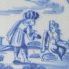 Dutch Delft biblical tile, 'King David covet Bathsheba', circa 1740