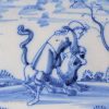 Dutch Delft Biblical tile, Samson killing the lion, circa 1740