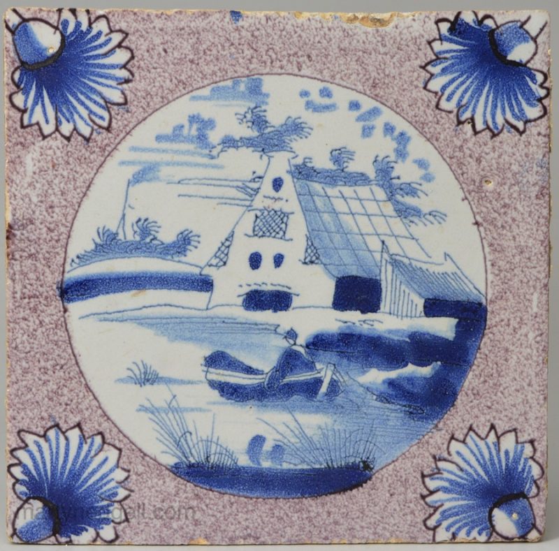 London delft tile, circa 1740