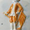 Prattware pottery commemorative flask moulded with the figure of Lord Rodney, circa 1795