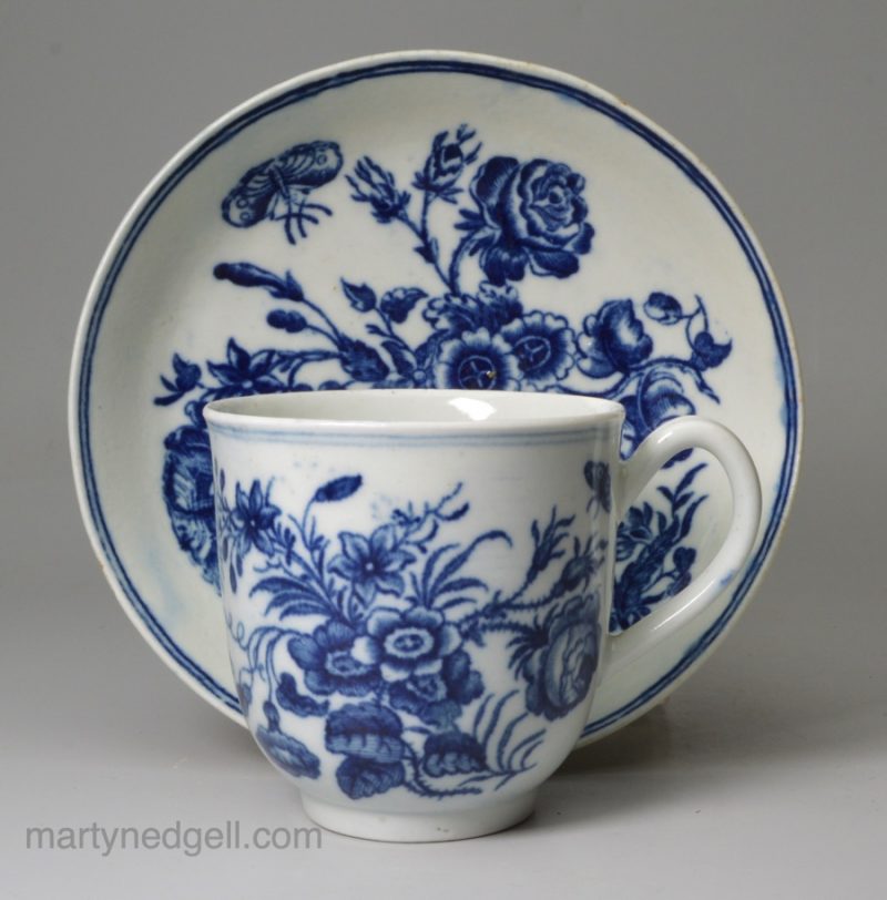 Worcester porcelain coffee cup and saucer, circa 1780