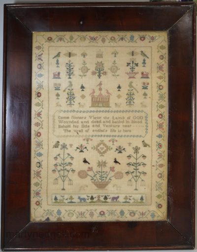 Needlework sampler un named and dated, first quarter of the 19th century