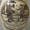 Creamware pottery jug decorated with prints 'DANCING BEAR' and 'GOD SPEED THE PLOUGH, circa 1790