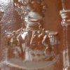 Derbyshire brown salt glaze stoneware commemorative flask, Queen Victoria and Prince Albert, circa 1850