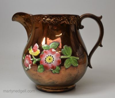 Copper lustre jug, circa 1840