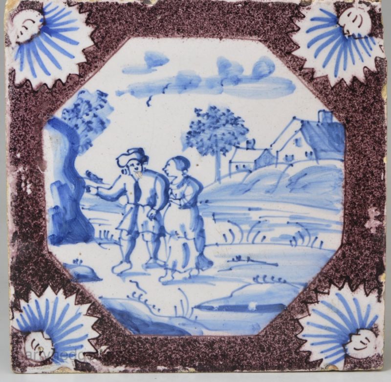 London delft tile, circa 1720