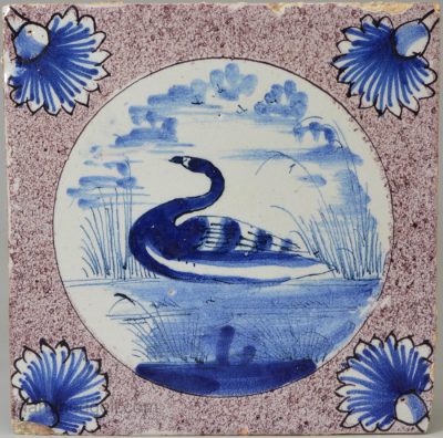 London delft tile, circa 1740