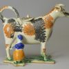 Prattware pottery cow creamer, circa 1780