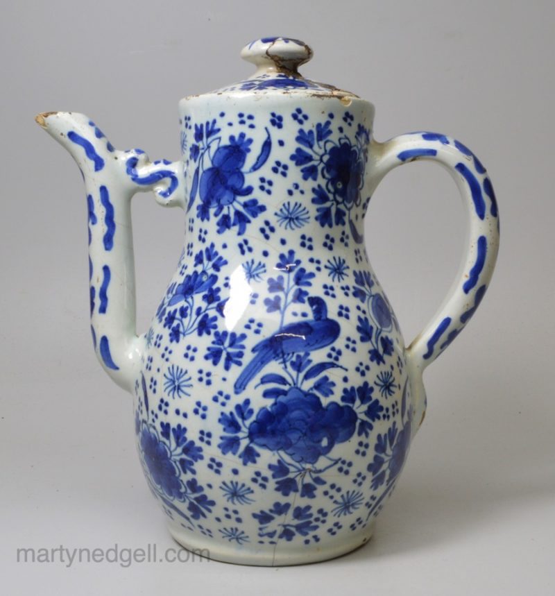 Dutch Delft coffee pot, circa 1720