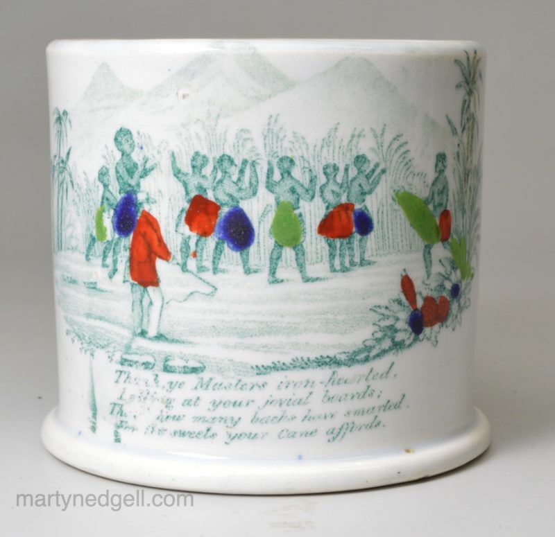 Pearlware pottery child's anti-slavery mug, circa 1830