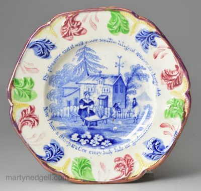 Pearlware pottery child's plate, circa 1830