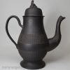 Black basalt coffee pot decorated with engine turning, circa 1800