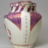 Pearlware pottery commemorative jug moulded with 'WELLINGTON' and 'BLUCHER' and decorated with pink lustre, circa 1815