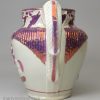 Pearlware pottery commemorative jug moulded with 'WELLINGTON' and 'BLUCHER' and decorated with pink lustre, circa 1815