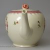 Creamware pottery teapot decorated with overglaze enamels, circa 1780