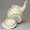 Creamware pottery teapot decorated with overglaze enamels, circa 1780