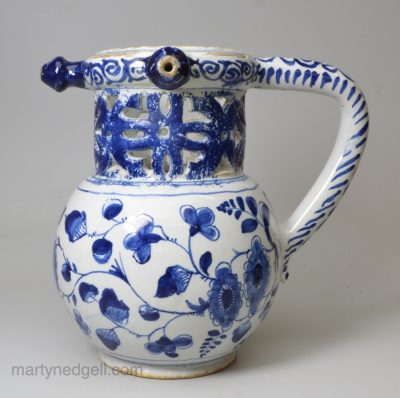 London delft puzzle jug, circa 1720