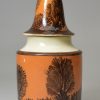 Mocha ware pottery mustard pot, cover and spoon, circa 1820