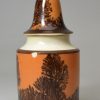 Mocha ware pottery mustard pot, cover and spoon, circa 1820